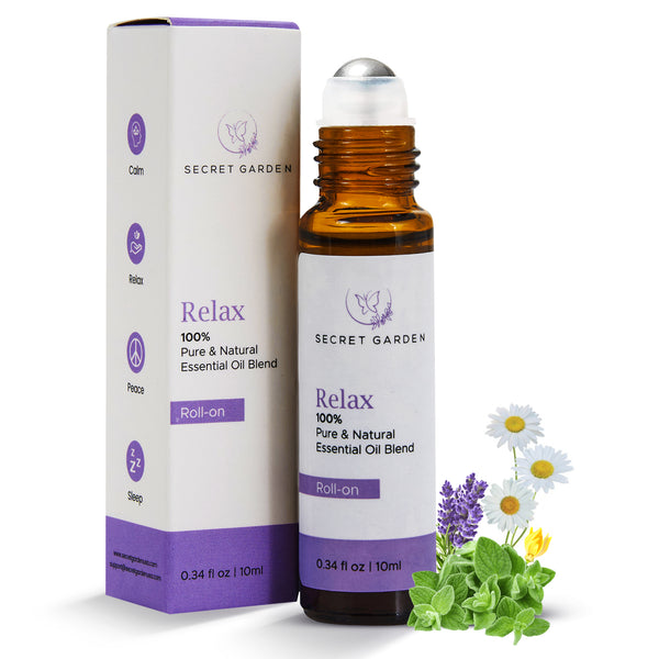 Premium Essential Oil Roll On (10ml) _ Essential Oil Blends for Aromatherapy, Massage, Skincare, Breath _ Relax/ Breathe/ Energy/ 3 Oil Set - Secret Garden USA